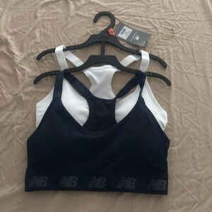 New Balance Women's Dark Blue and White Sports Bras